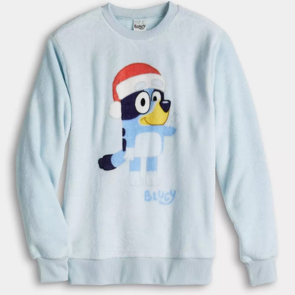 Juniors' Bluey Santa Hat Graphic Pullover Size XL